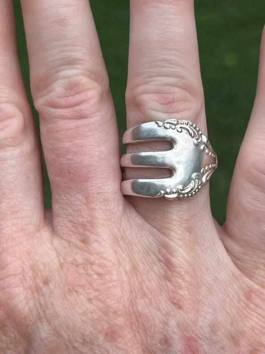 Vintage Silverplate Cocktail Fork Wrapped Ring