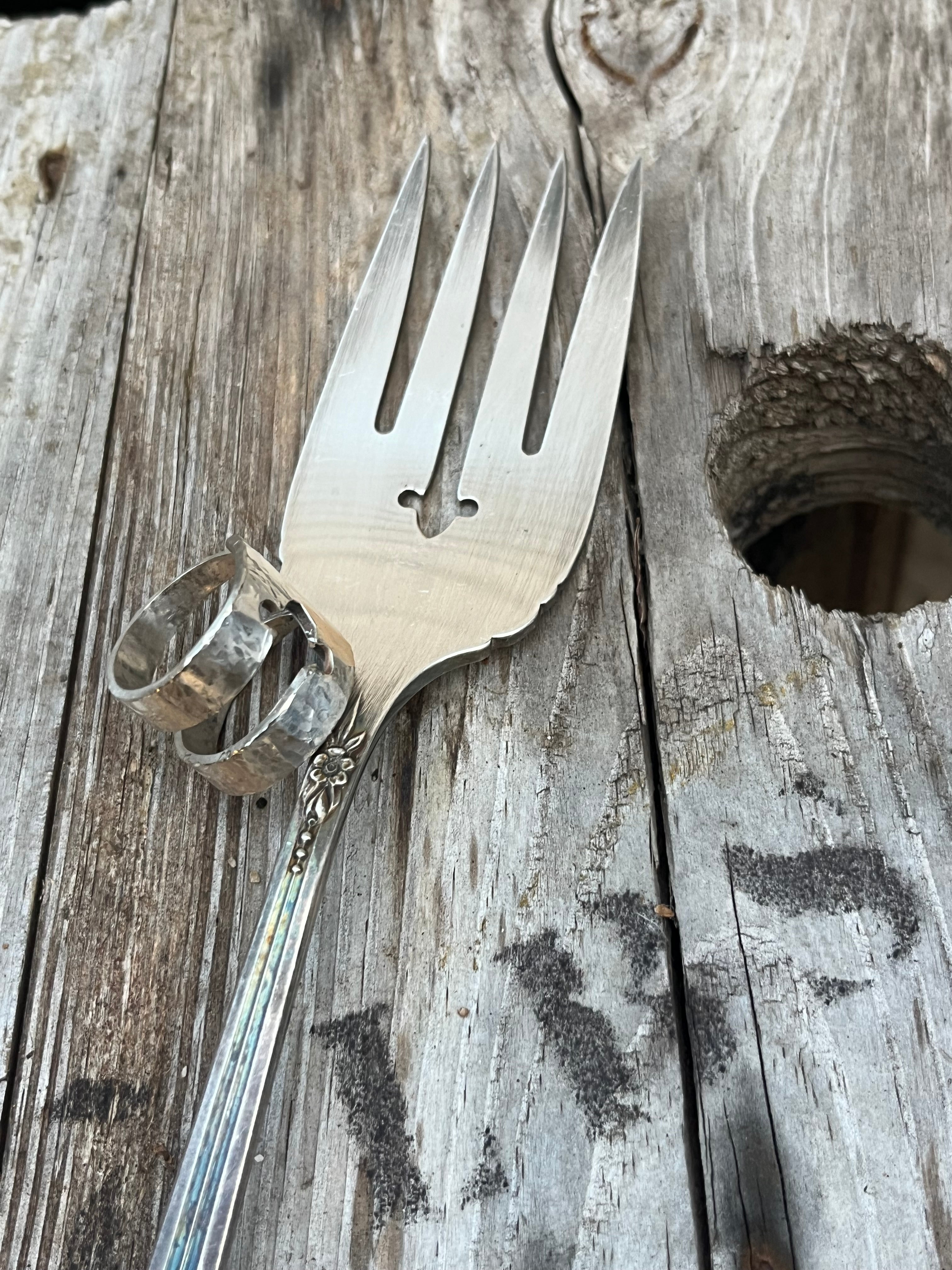 Vintage Silverplated Serving Fork Ring