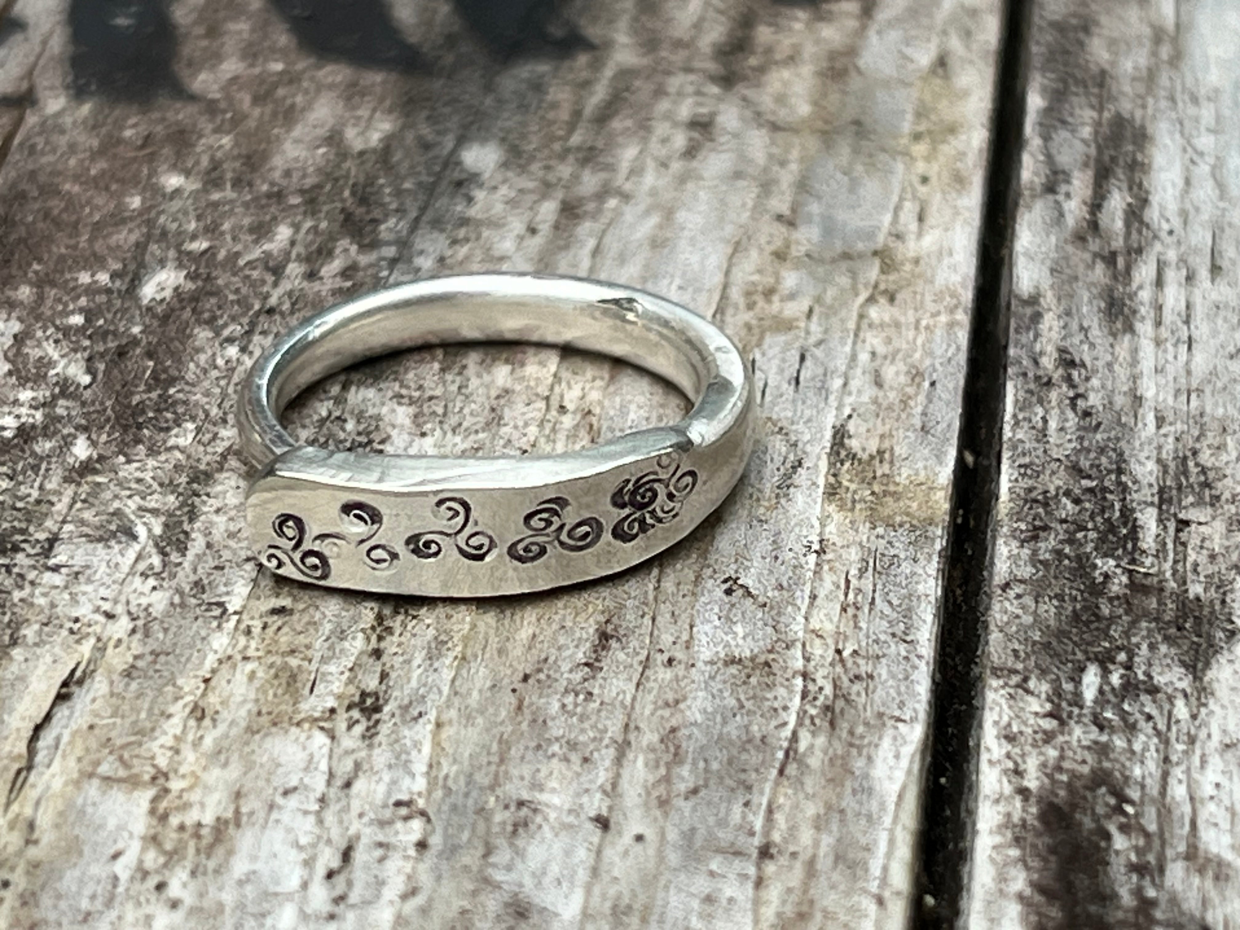 Handstamped Silverplate Fork Tine Ring (customizable)