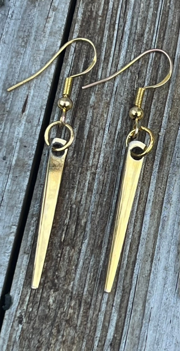 Gold Plated Skinny Fork Tine Earrings