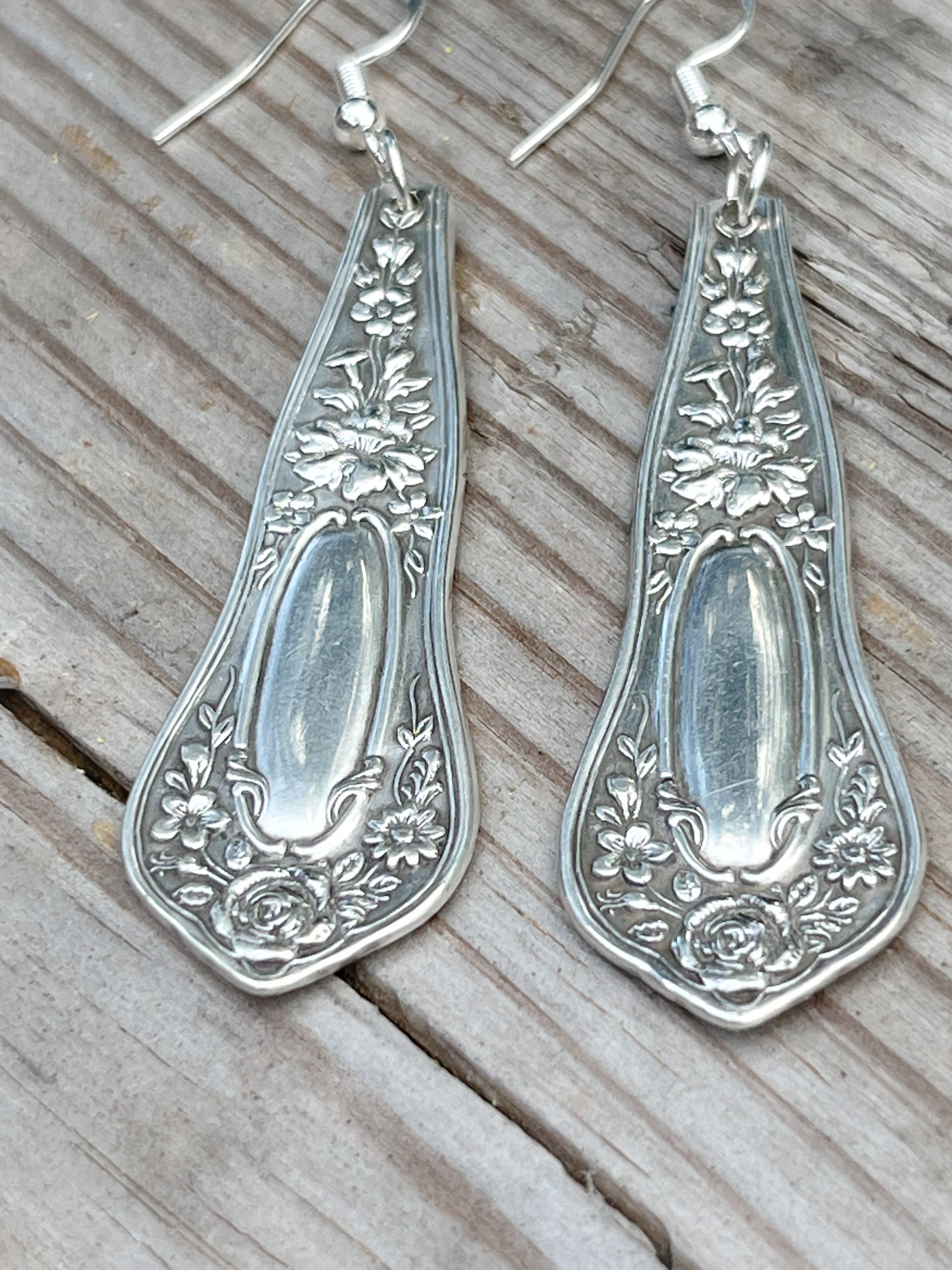 1905 Antique Silverplate May Spoon Earrings