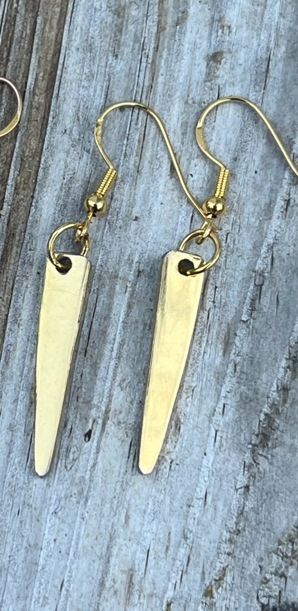 Gold Plated Wide Fork Tine Earrings