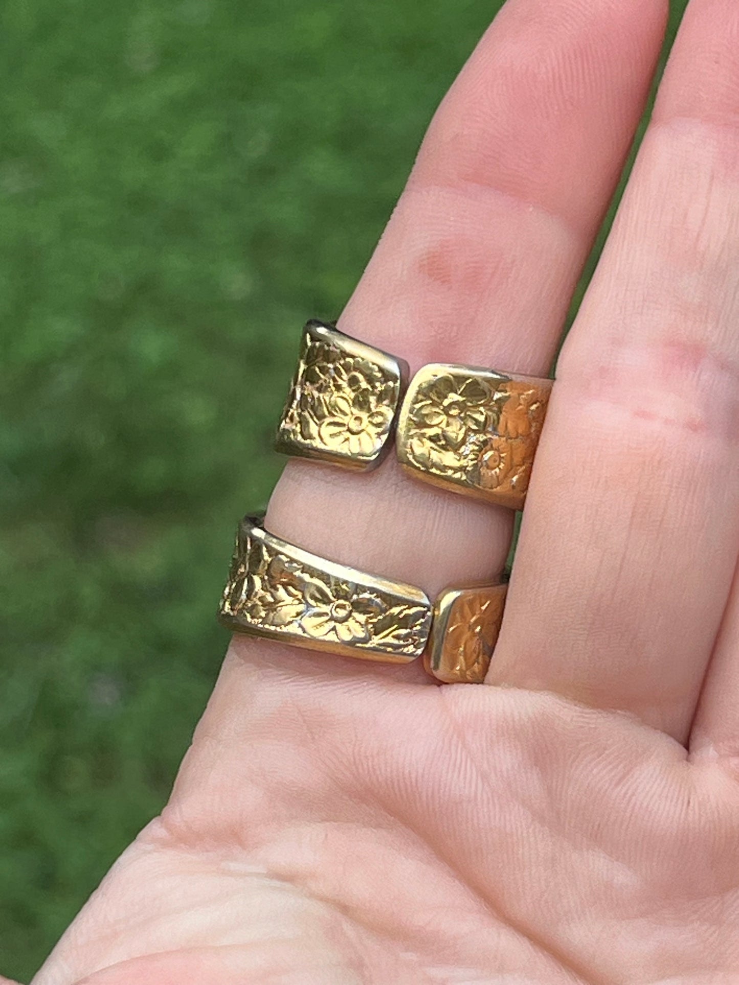 Gold Plated Boho Flower Spoon Ring (smaller band)