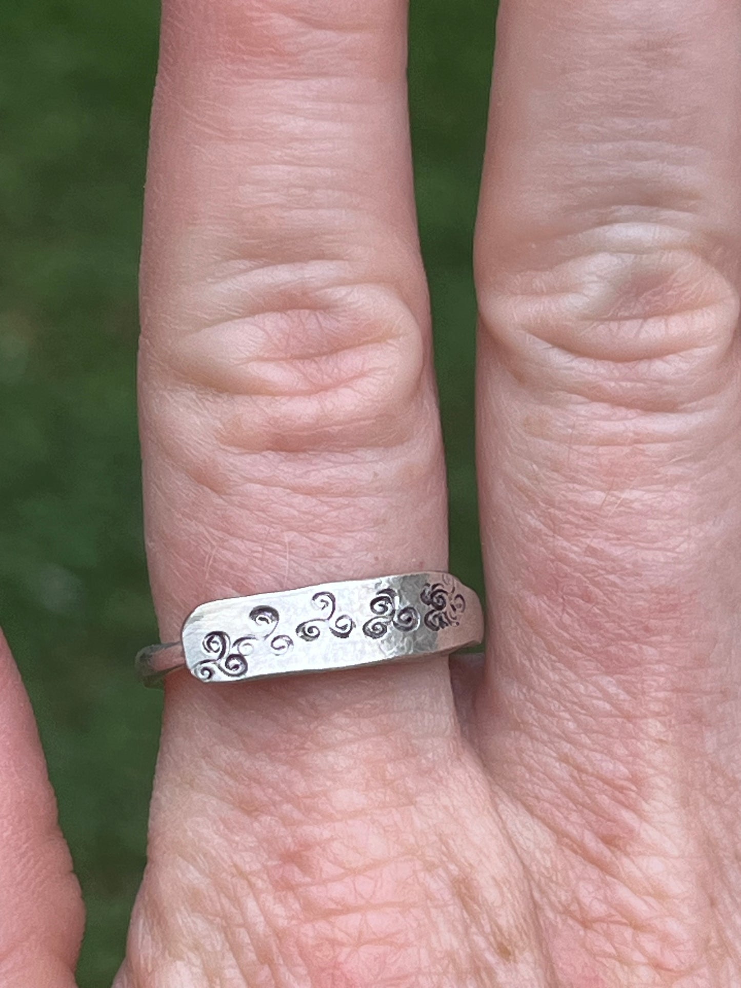 Handstamped Silverplate Fork Tine Ring (customizable)