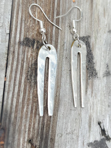 Silver plated Double Fork Tine Earrings