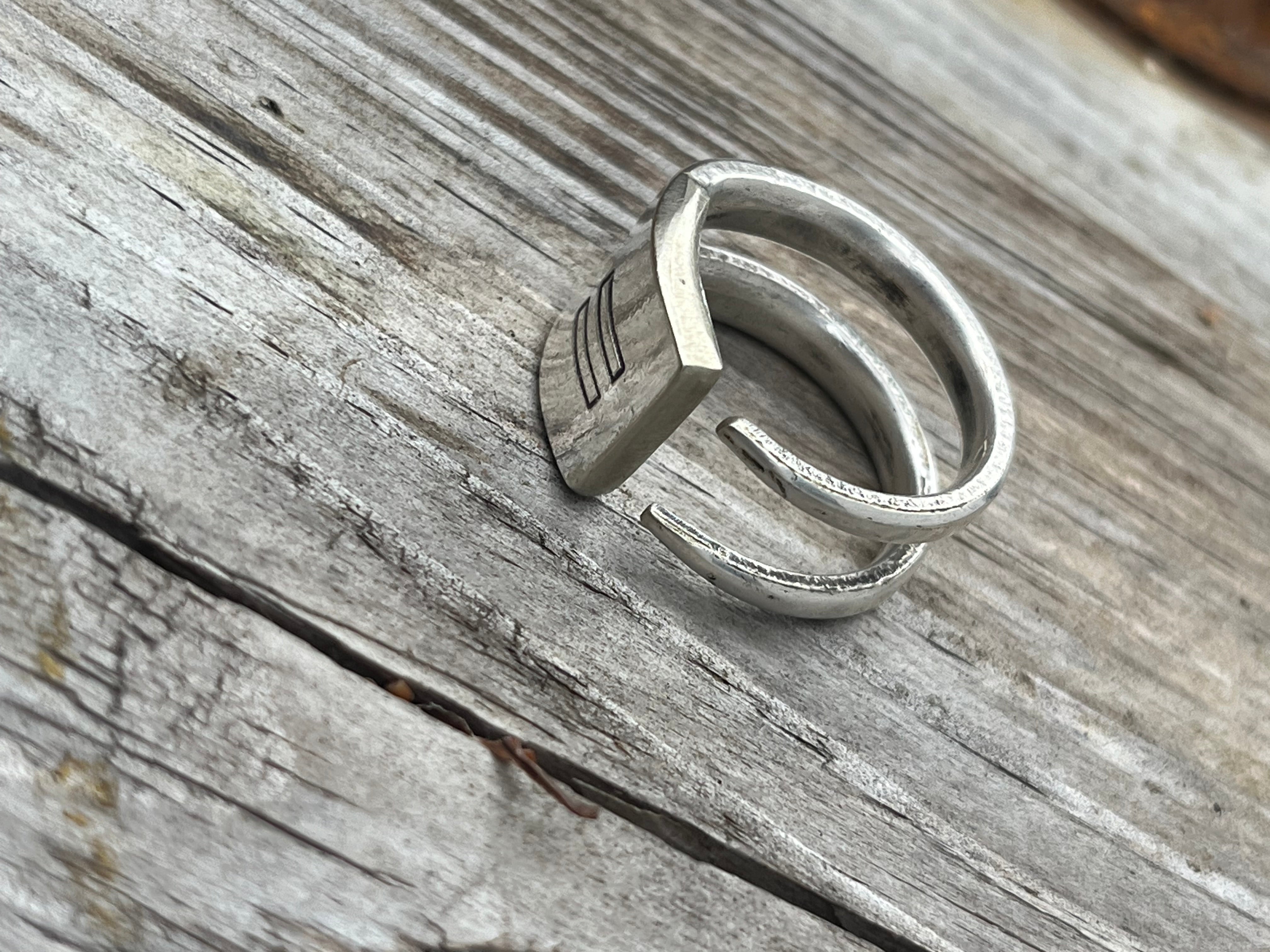 Handstamped Equality Silver Plated Fork Tine Ring