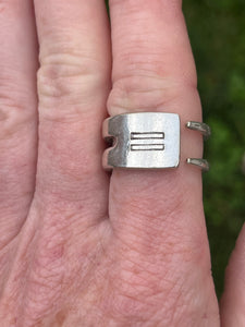 Handstamped Equality Silver Plated Fork Tine Ring