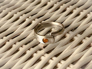 Silverplated Jeweled Amber  ForkTine Ring