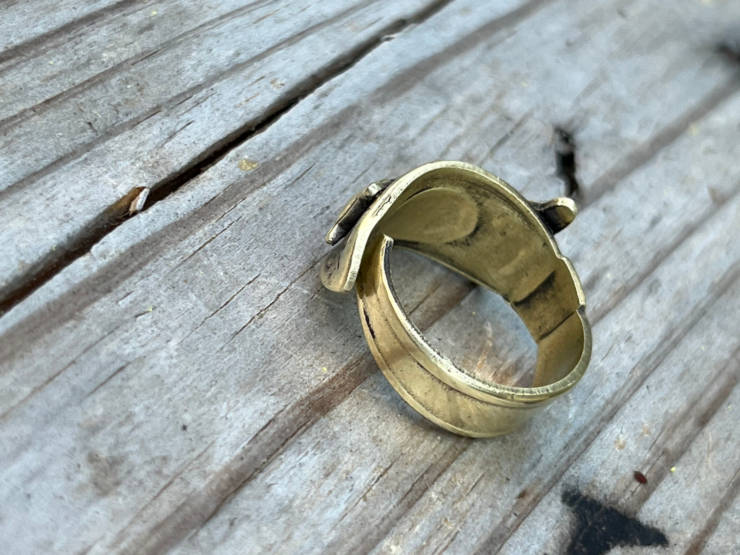 Vintage Brass Cat Spoon Ring