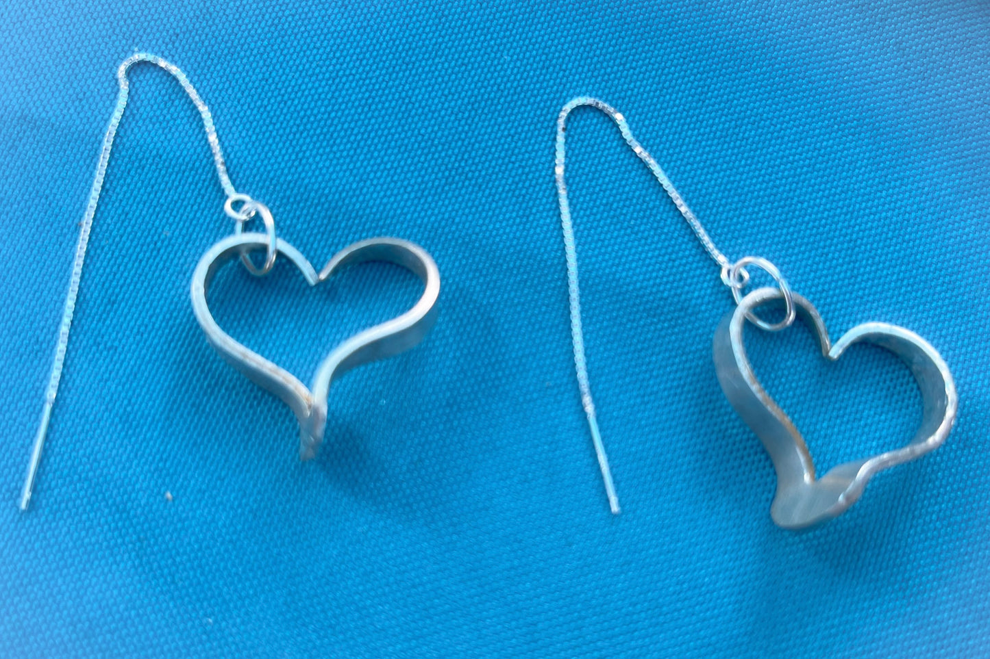 Fork Heart Silverplate Threader Earrings