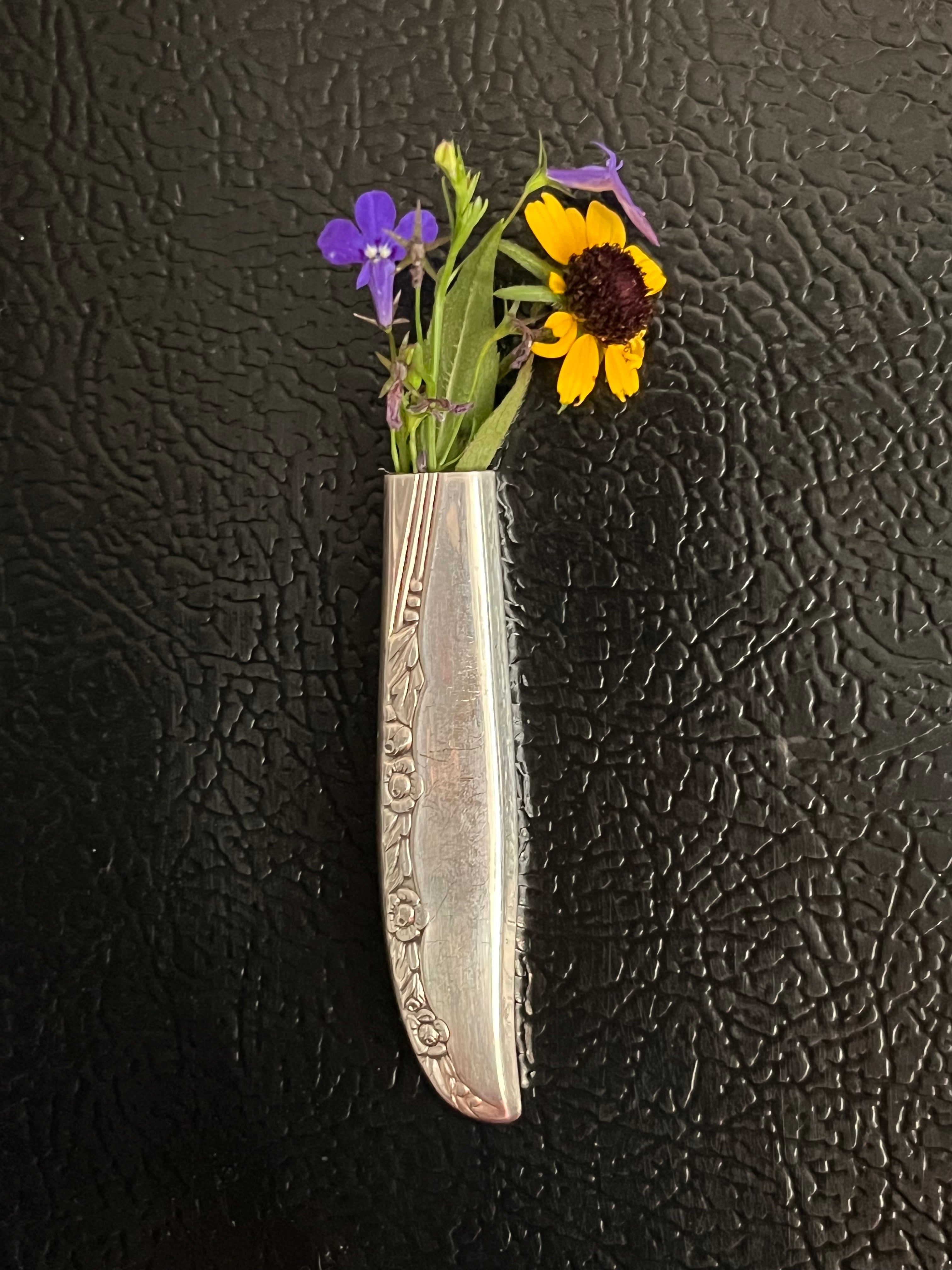 1948 Vintage Brittany Rose Silverplated Knife Magnetic Bud Vase