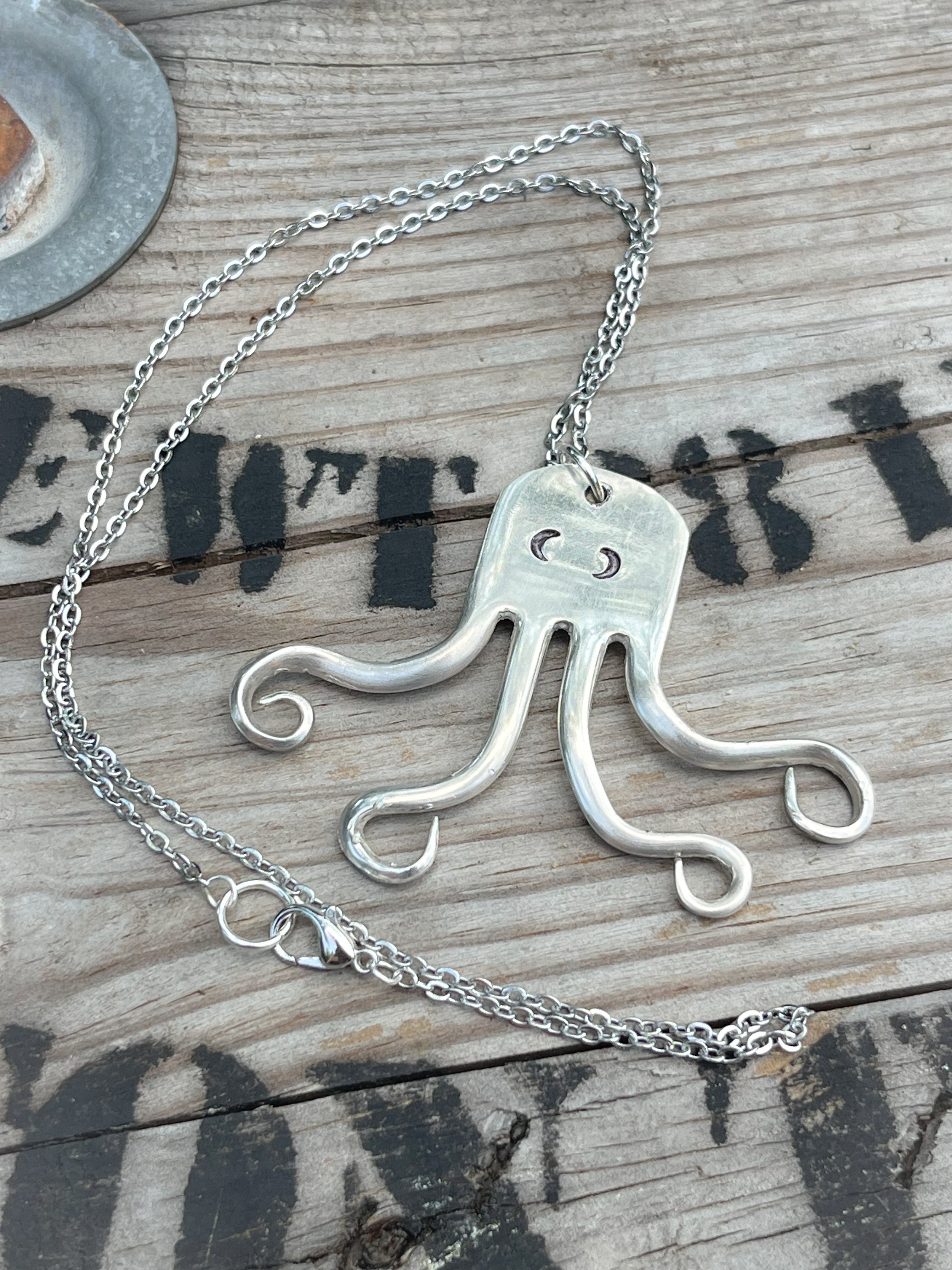 Octopus Vintage Fork Pendant Moon Eyes