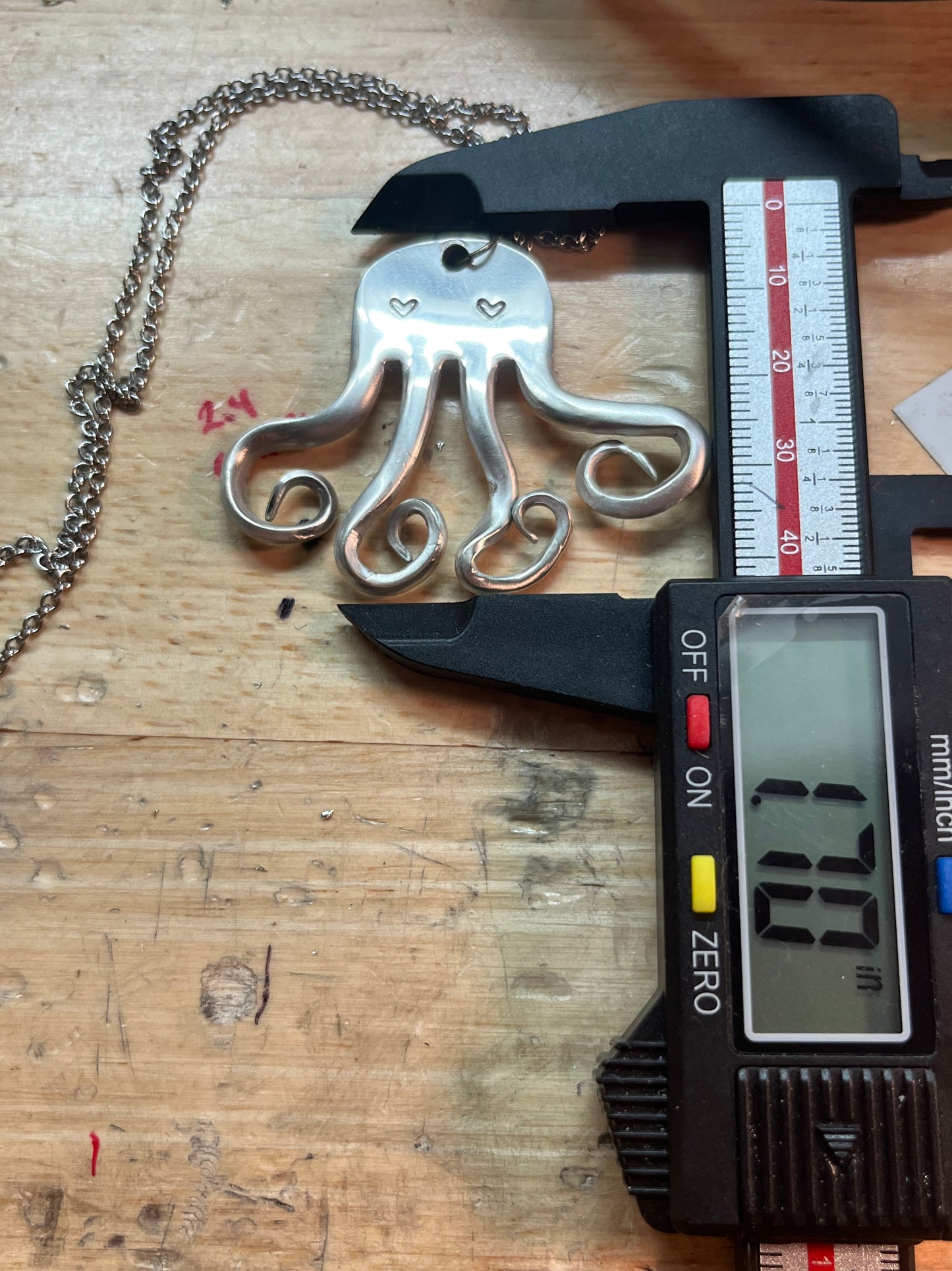 Octopus Fork Pendant with Heart Eyes