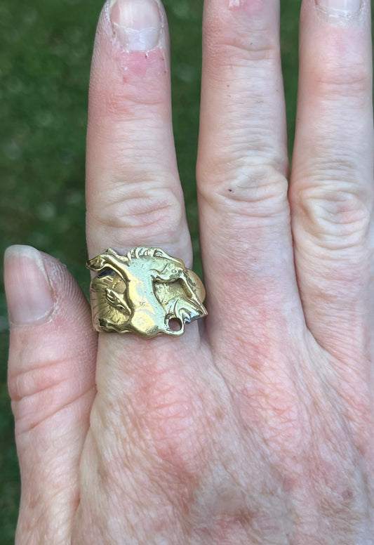 Vintage Brass Unicorn Spoon Ring