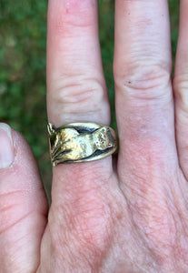 Vintage Brass Cat Spoon Ring