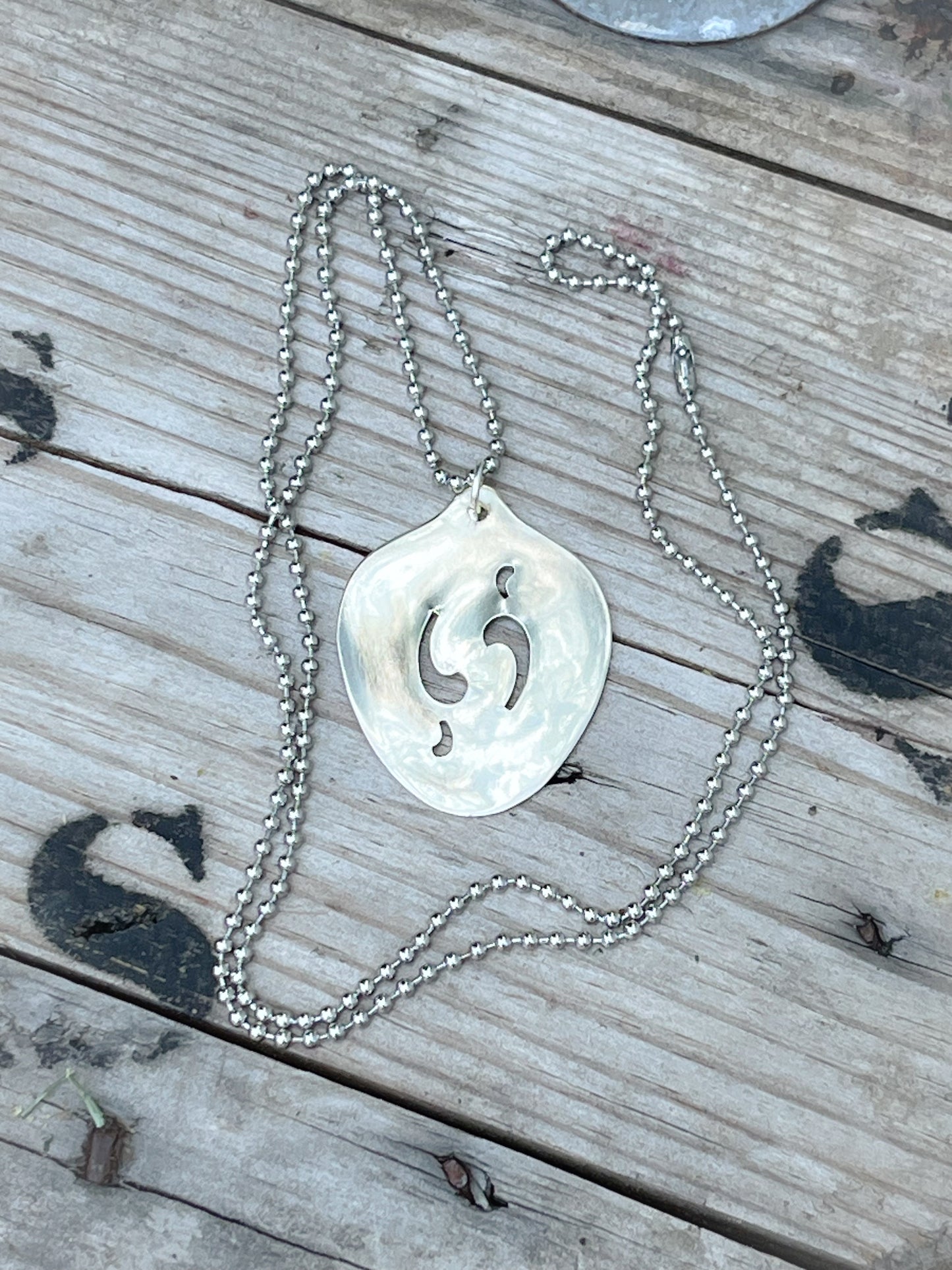 Silverplated Semi-Colon Spoon Necklace