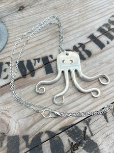 Octopus Vintage Fork Pendant Moon Eyes