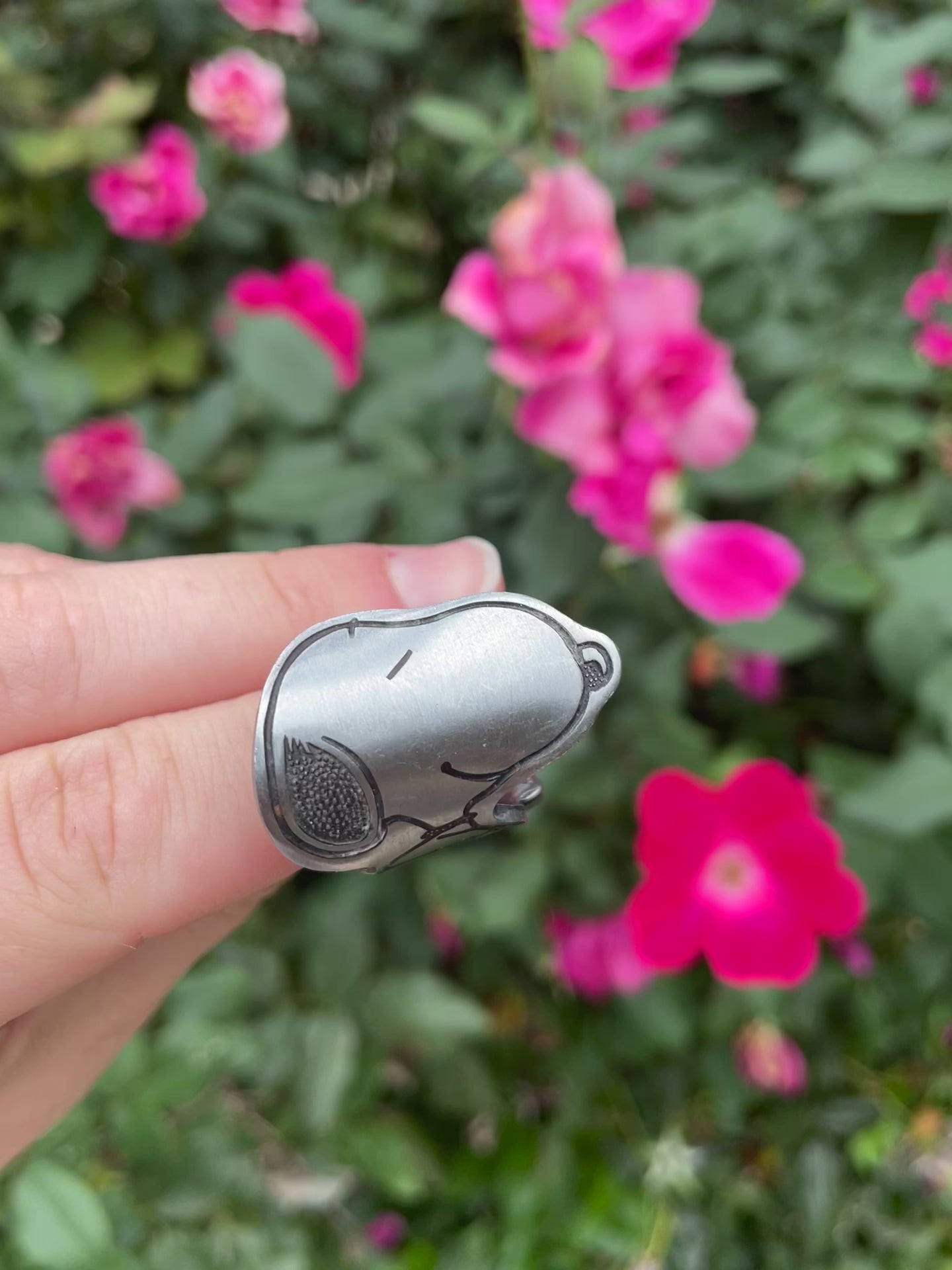 Vintage Snoopy and Woodstock Spoon Ring